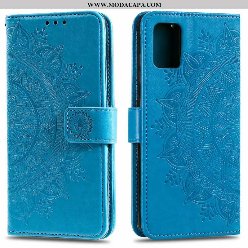 Capa Samsung Galaxy Note20 Couro Cover Telemóvel Azul Cases Baratas