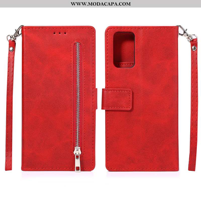 Capa Samsung Galaxy Note20 Ultra Couro Vermelho Telemóvel Cases Venda