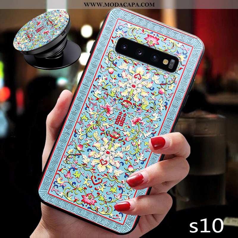 Capas Samsung Galaxy S10 Slim Silicone Vermelho Azul Malha Tendencia Completa Online