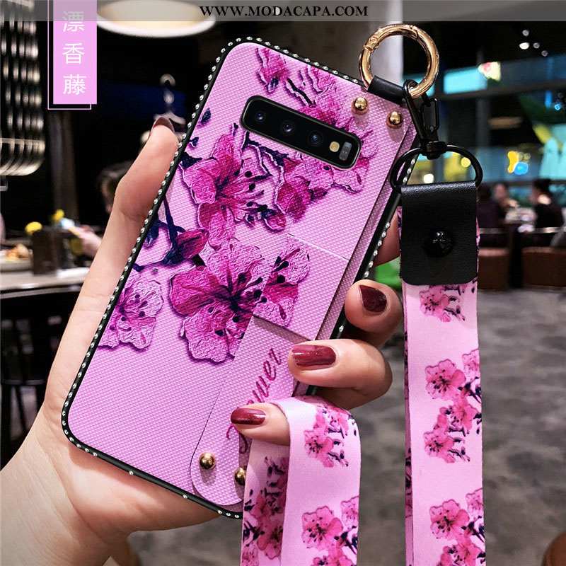 Capas Samsung Galaxy S10 Cordao Vermelho Frente Floral Protetoras Silicone Wrisband Venda