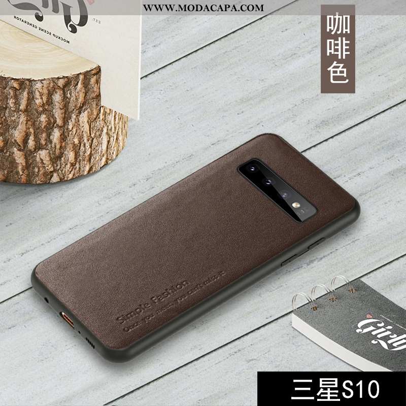 Capa Samsung Galaxy S10 Couro Legitimo Antiqueda Cases Telemóvel Preto Completa Capas Online