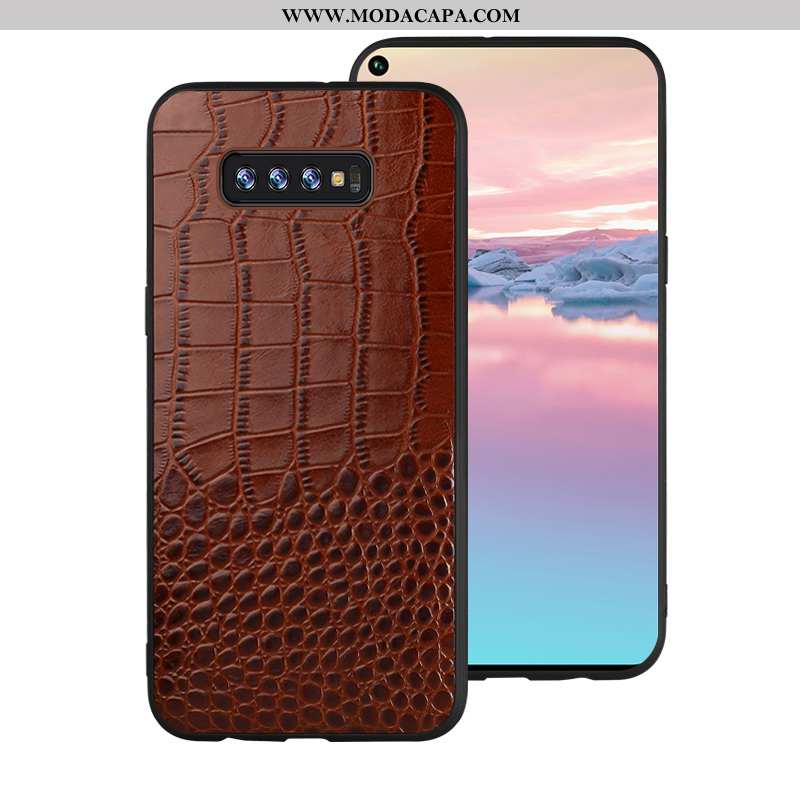 Capa Samsung Galaxy S10 Criativas Couro Genuíno Crocs Capas Cases Minimalista Personalizado Baratos