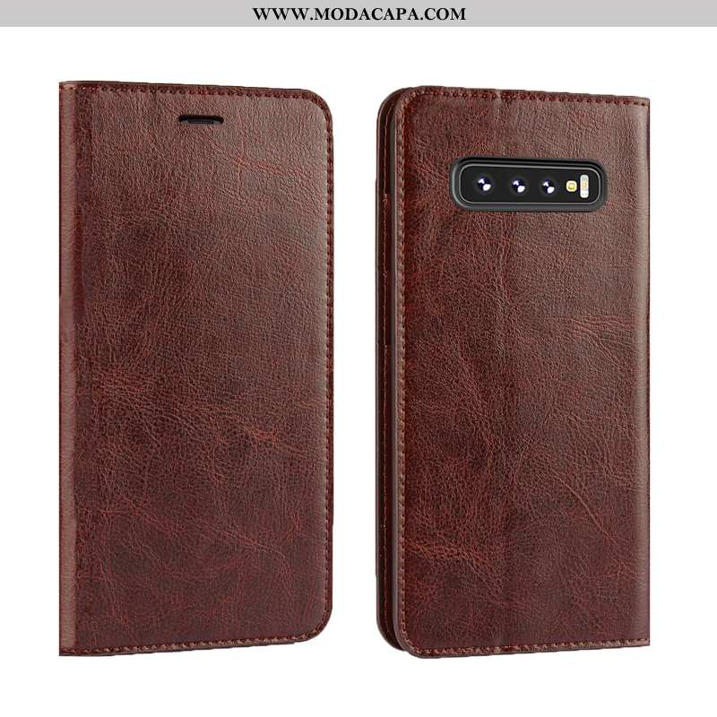 Capa Samsung Galaxy S10 Couro Genuíno Frente Protetoras Business Capas Minimalista Cases Baratos