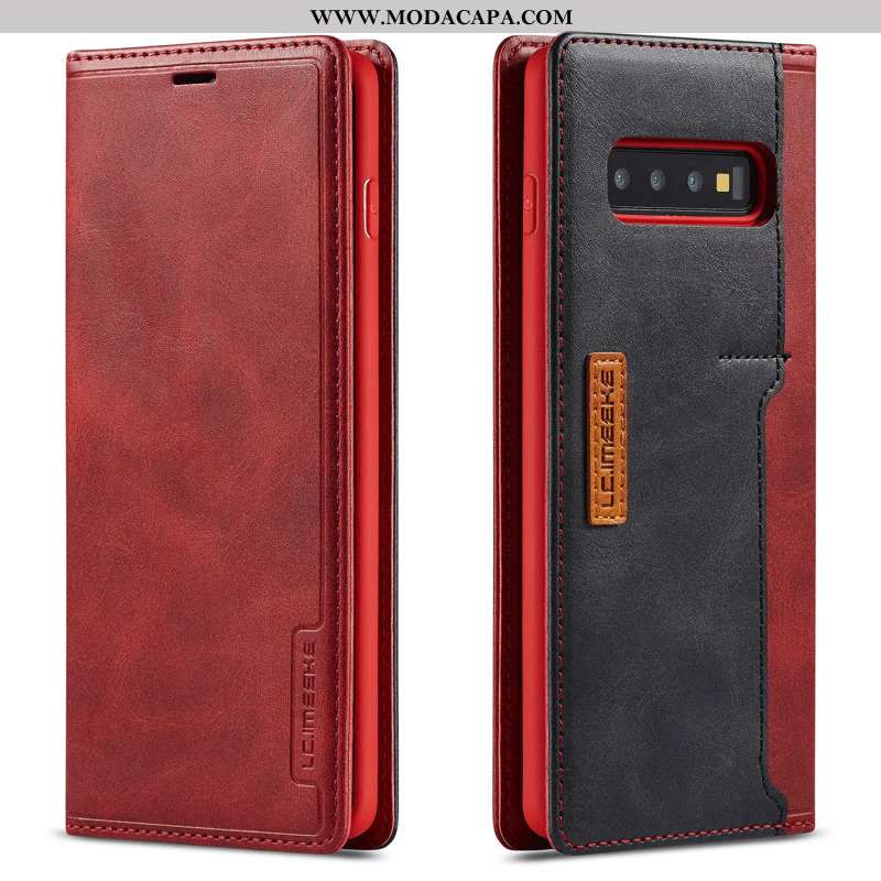 Capas Samsung Galaxy S10 Couro Genuíno Telemóvel Aço Cases Pu Vermelho Cover Online