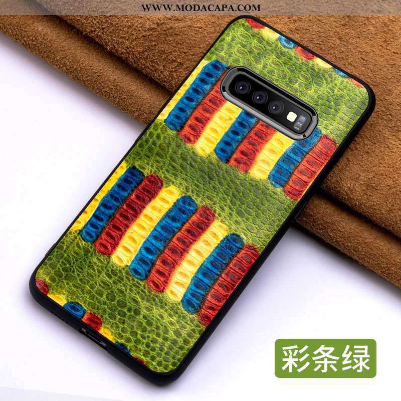 Capas Samsung Galaxy S10 Criativas Verde Couro Antiqueda Slim Protetoras Cases Barato