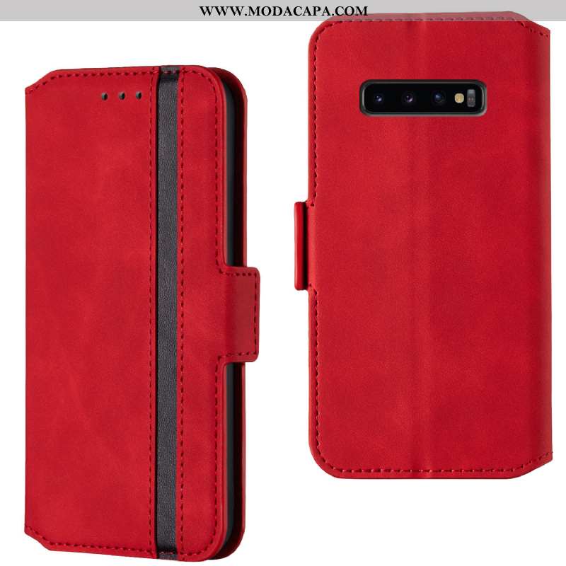 Capas Samsung Galaxy S10+ Tendencia Vermelho Antiqueda Protetoras Completa Couro Telemóvel Venda