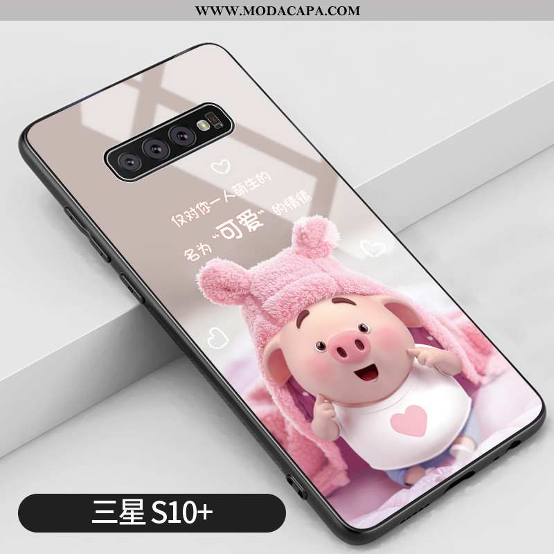 Capa Samsung Galaxy S10+ Personalizada Vermelho Malha Protetoras Tendencia Completa Rosa Venda