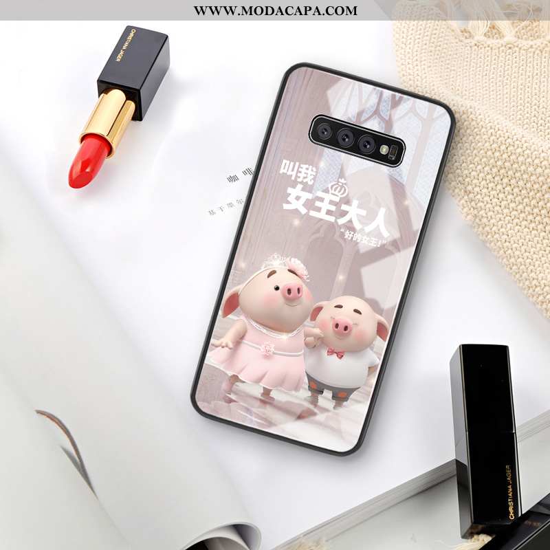 Capa Samsung Galaxy S10+ Personalizada Vermelho Malha Protetoras Tendencia Completa Rosa Venda