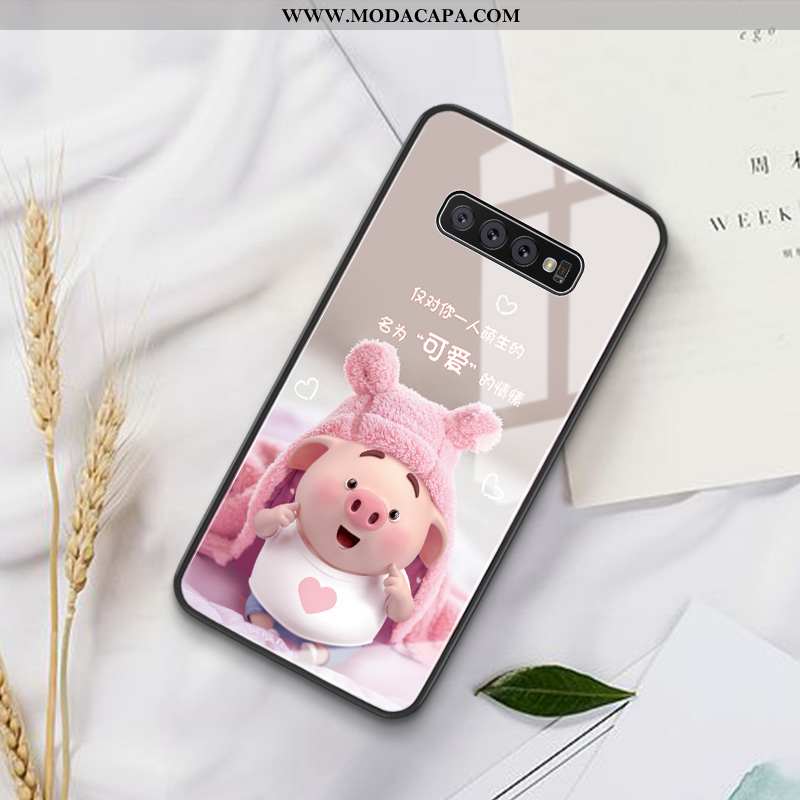 Capa Samsung Galaxy S10+ Personalizada Vermelho Malha Protetoras Tendencia Completa Rosa Venda