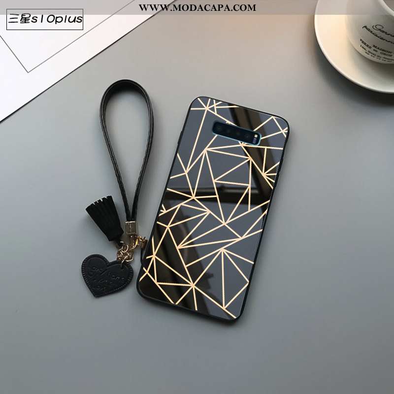 Capa Samsung Galaxy S10+ Tendencia Vidro Preto Personalizado Cases Antiqueda Completa Comprar