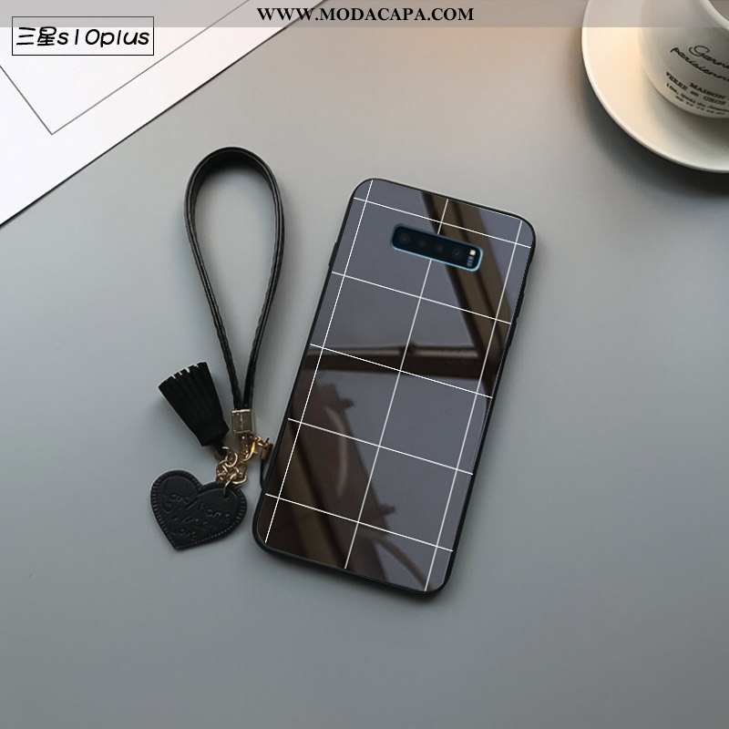 Capa Samsung Galaxy S10+ Tendencia Vidro Preto Personalizado Cases Antiqueda Completa Comprar