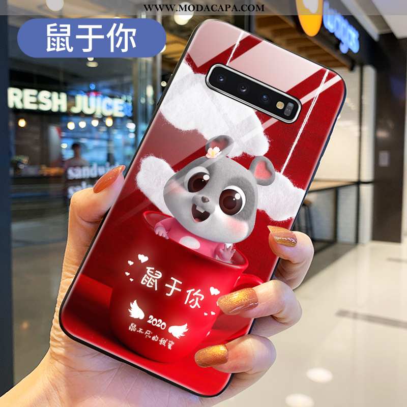 Capas Samsung Galaxy S10+ Protetoras Malha Casal Antiqueda Vidro Vermelho Venda