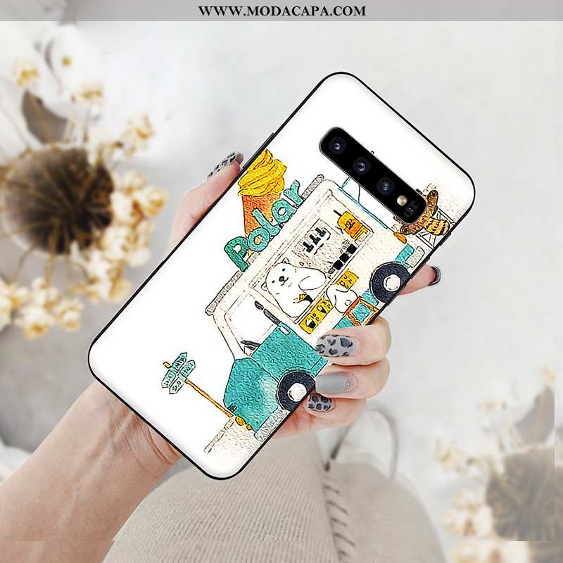 Capa Samsung Galaxy S10+ Desenho Animado Cases Pu Malha Tampa Telemóvel Casal Baratos