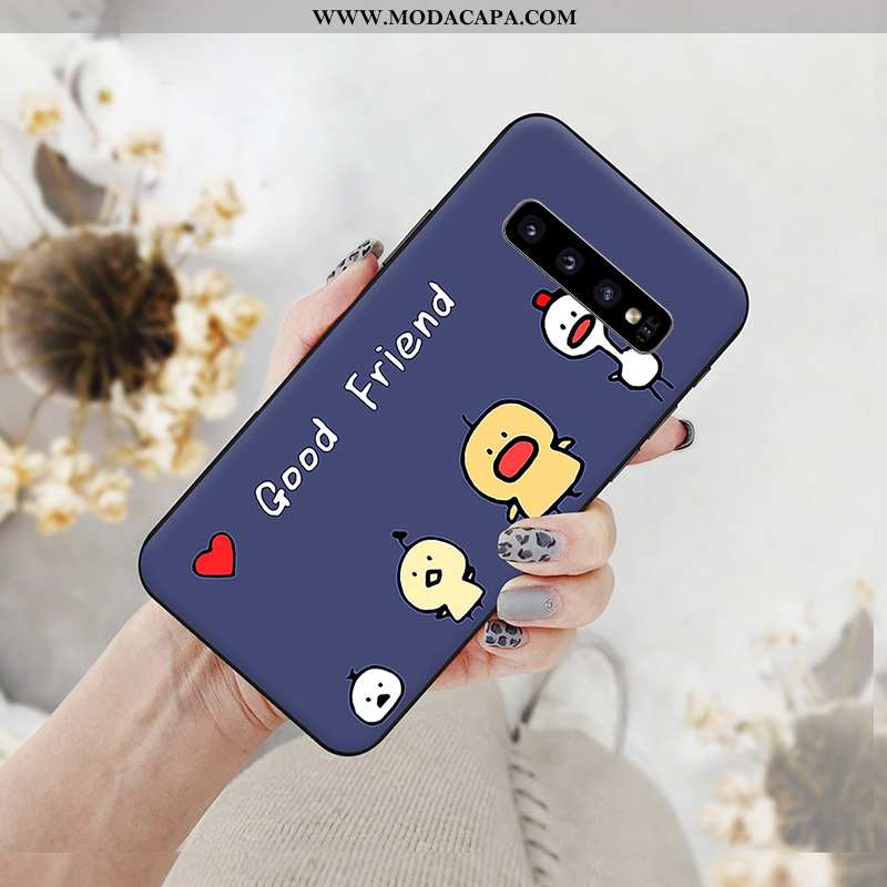 Capa Samsung Galaxy S10+ Desenho Animado Cases Pu Malha Tampa Telemóvel Casal Baratos