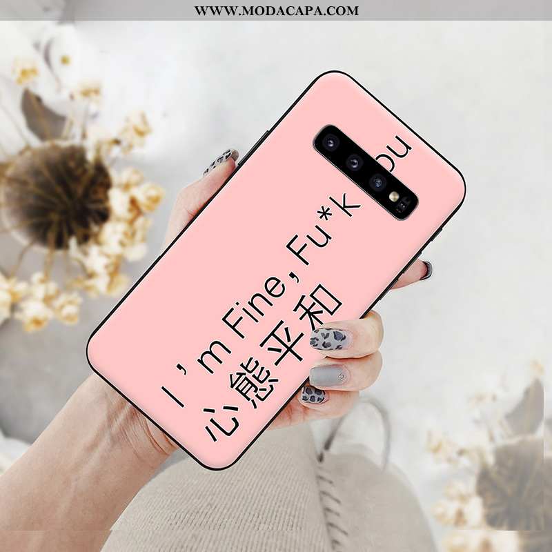 Capa Samsung Galaxy S10+ Desenho Animado Cases Pu Malha Tampa Telemóvel Casal Baratos