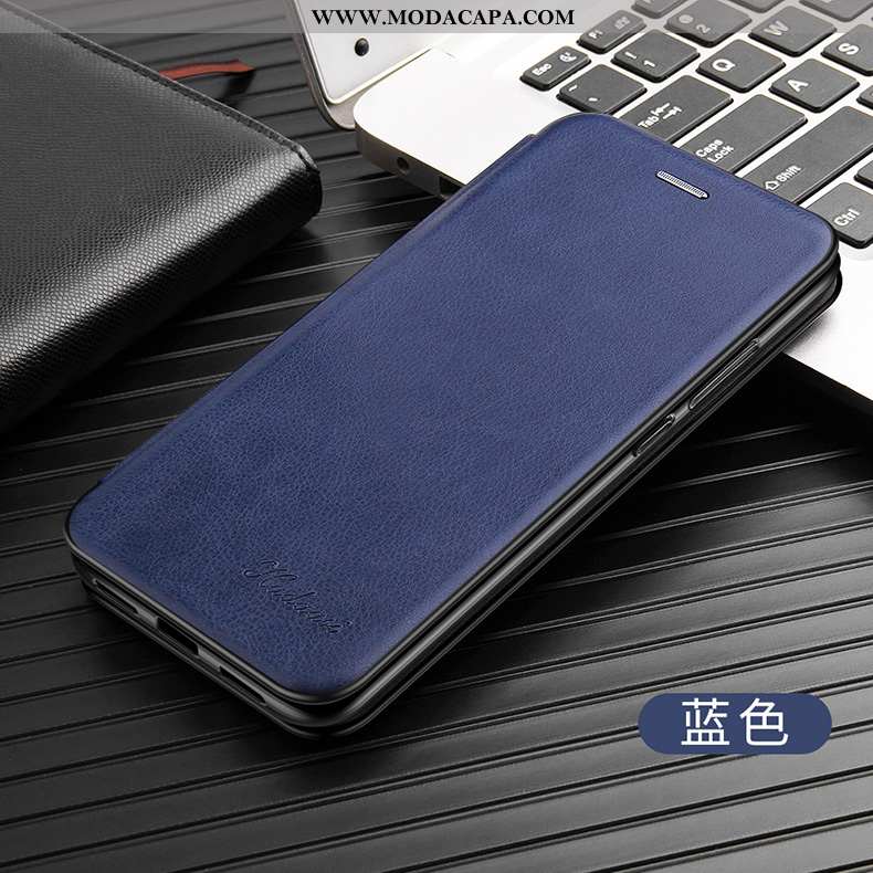 Capa Samsung Galaxy S10+ Couro Frente Capas Cases Azul Antiqueda Tendencia Baratos