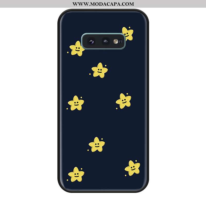 Capa Samsung Galaxy S10e Silicone Bonitos Azul Escuro Cordao Desenho Animado Antiqueda Estrelado Com