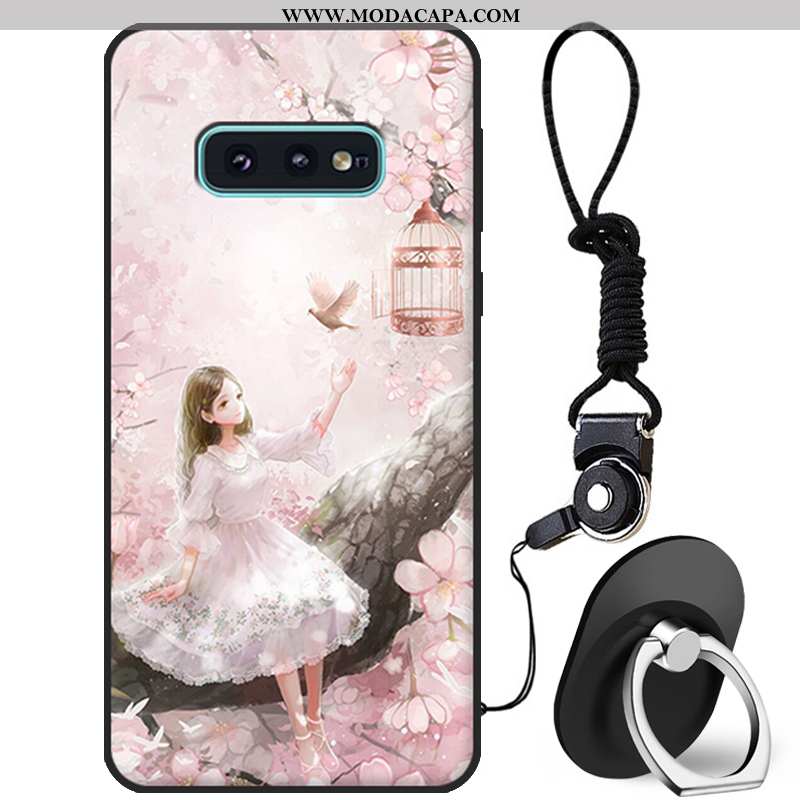 Capas Samsung Galaxy S10e Bonitos Primavera Branco Desenho Animado Antiqueda Silicone Promoção