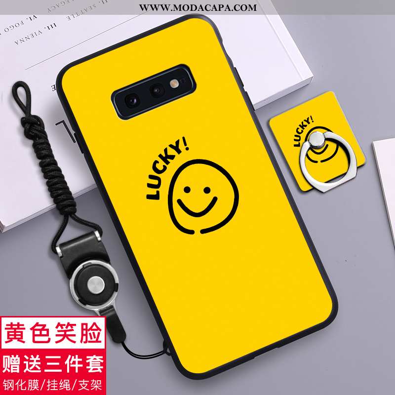 Capa Samsung Galaxy S10e Desenho Animado Preto Completa Tendencia Fosco Silicone Telemóvel Promoção