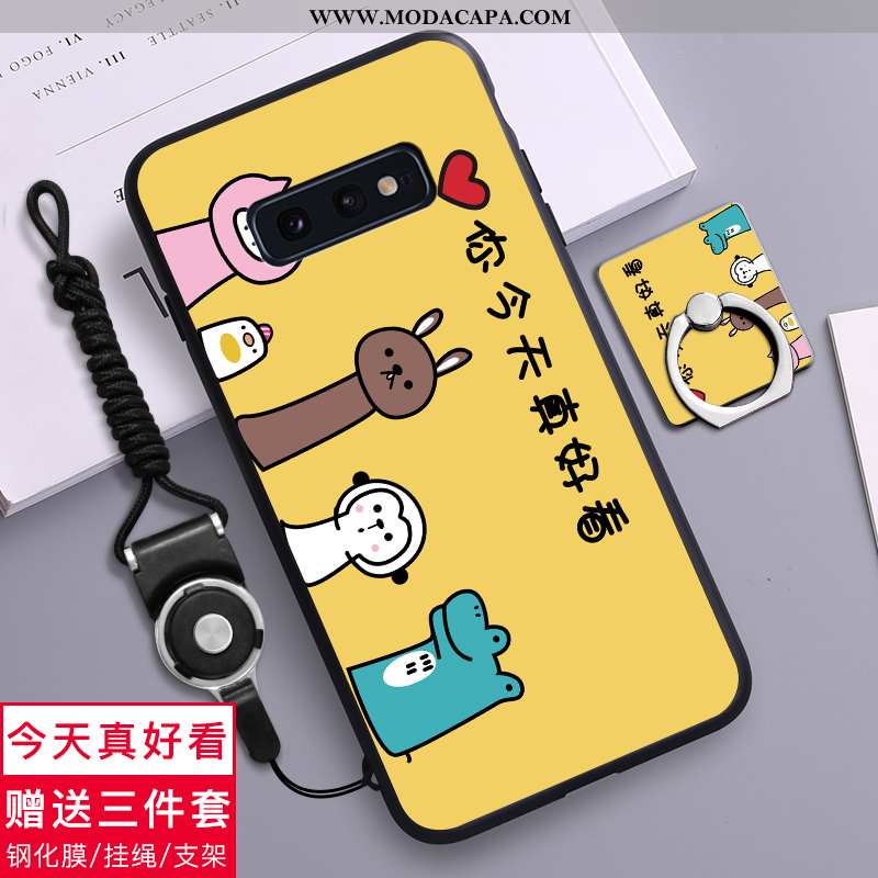 Capa Samsung Galaxy S10e Desenho Animado Preto Completa Tendencia Fosco Silicone Telemóvel Promoção