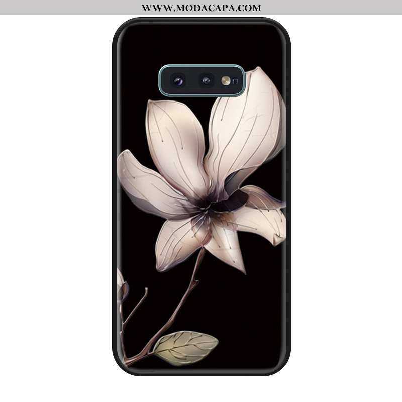 Capas Samsung Galaxy S10e Silicone Antiqueda Madeira Florais Preto Telemóvel Promoção