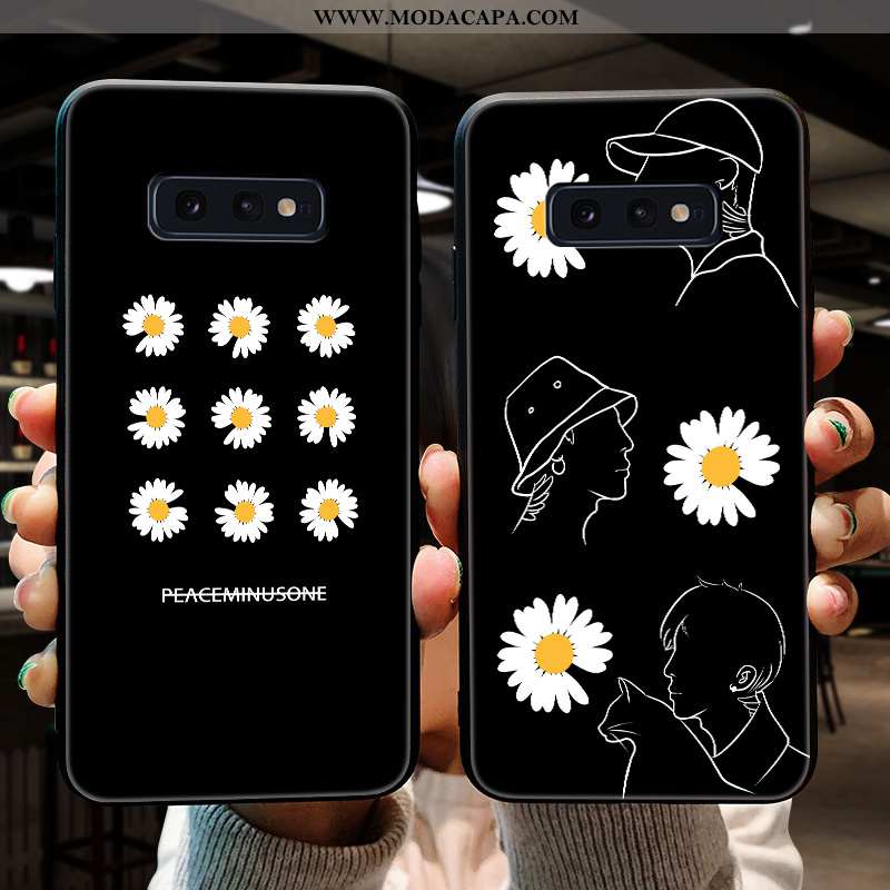 Capas Samsung Galaxy S10e Soft Crisântemo Tendencia Cases Preto Malha Nova Baratos
