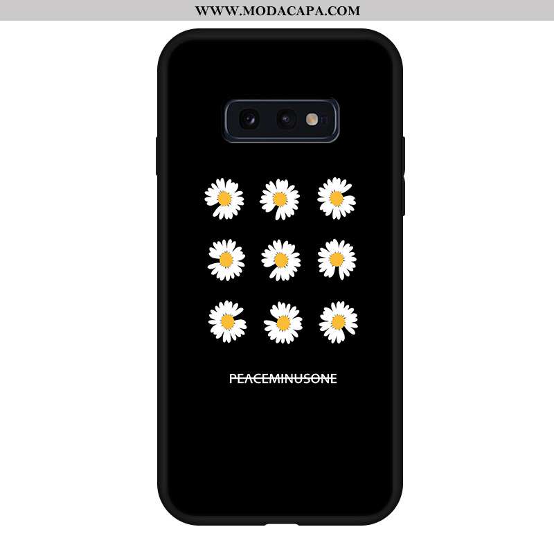 Capas Samsung Galaxy S10e Soft Crisântemo Tendencia Cases Preto Malha Nova Baratos