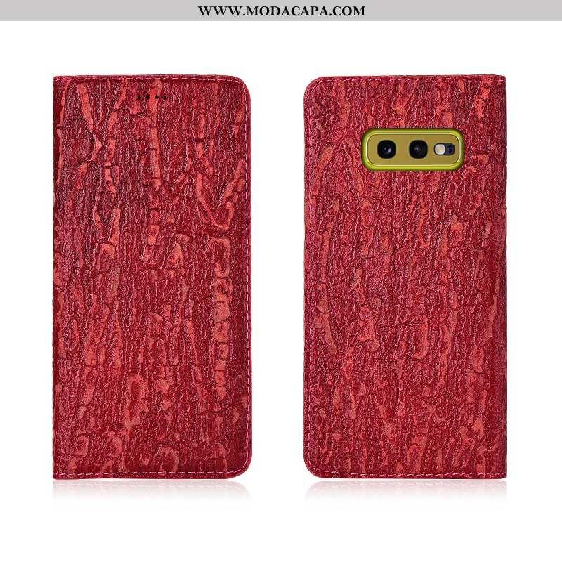 Capas Samsung Galaxy S10e Protetoras Couro Genuíno Vermelho Telemóvel Cases Nova Promoção