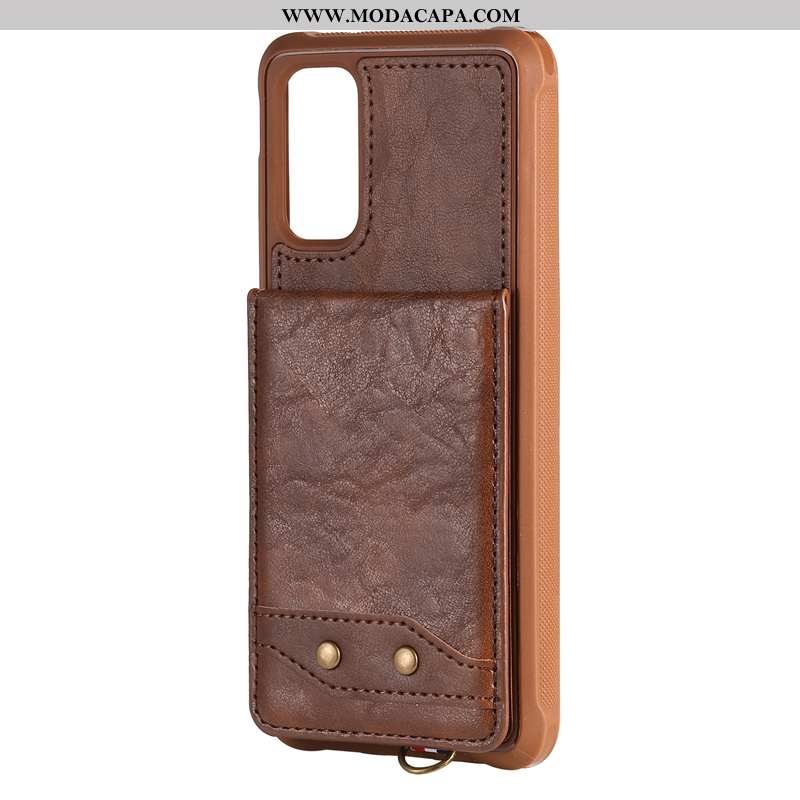 Capa Samsung Galaxy S20 Couro Criativas Cinza Telemóvel Capas Cordao Cases Promoção