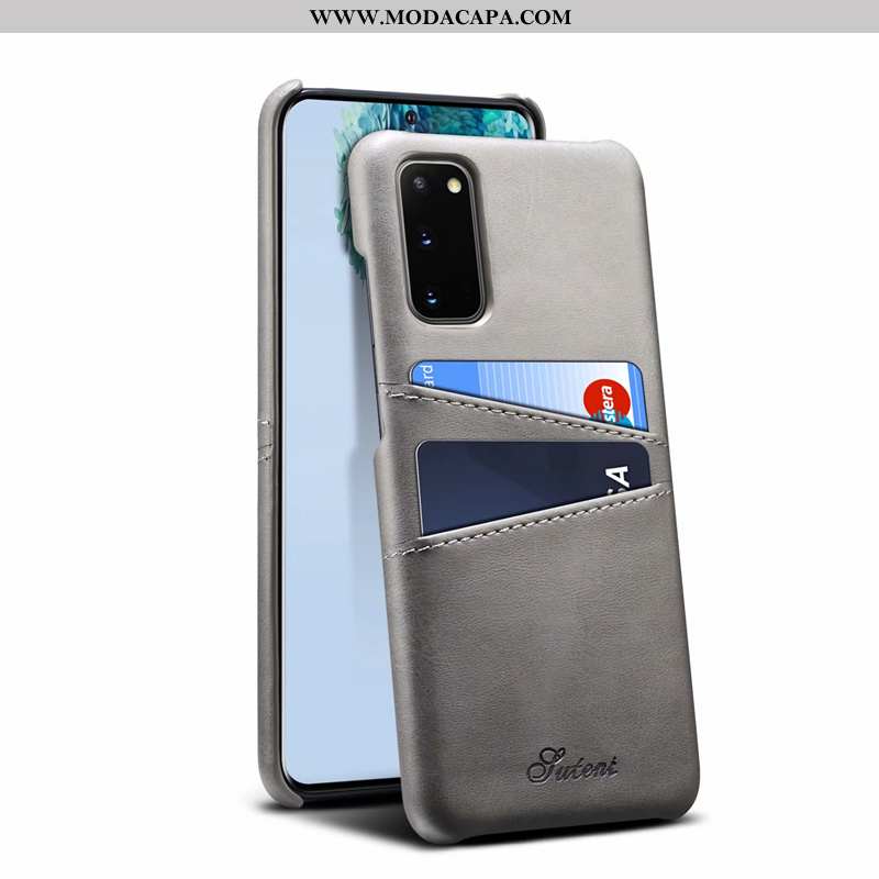 Capa Samsung Galaxy S20 Protetoras Cases Cinza Couro Telemóvel Capas Online