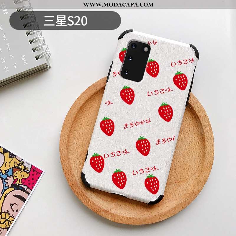 Capa Samsung Galaxy S20 Estiloso Moranguinho Branco Tendencia Protetoras Simples Silicone Baratos