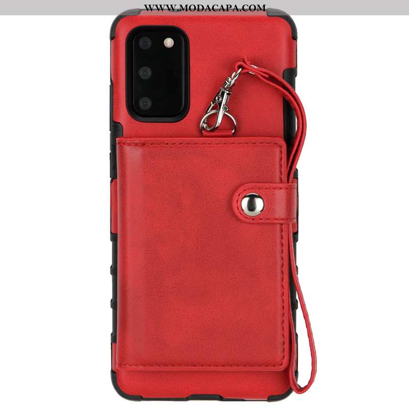 Capas Samsung Galaxy S20 Couro Telemóvel Vermelho Criativas Cases Cordao Online