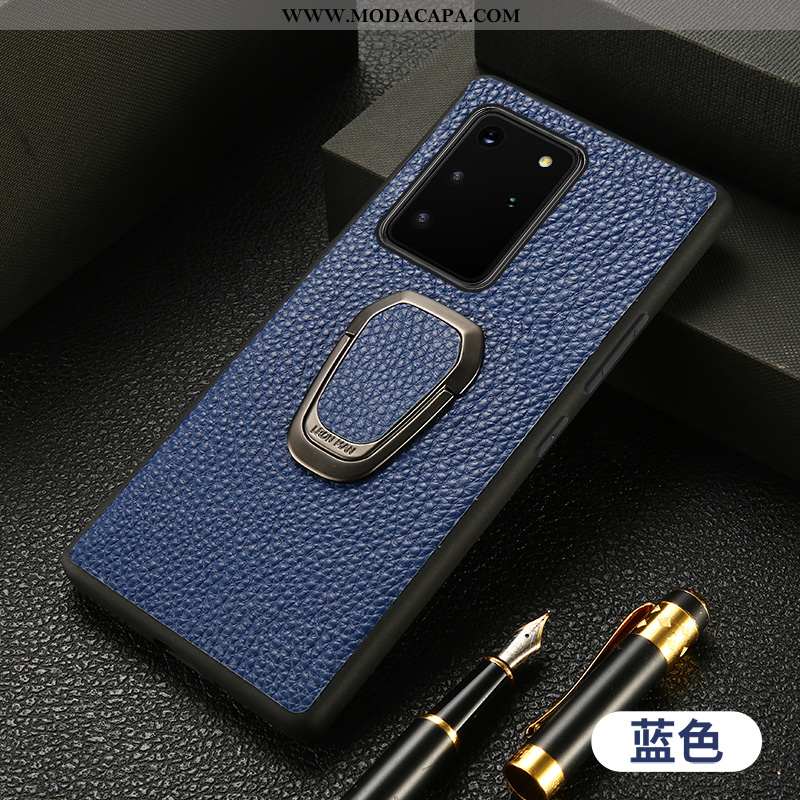 Capas Samsung Galaxy S20+ Couro Legitimo Negócio Protetoras Luxo Marrom Couro Suporte Barato