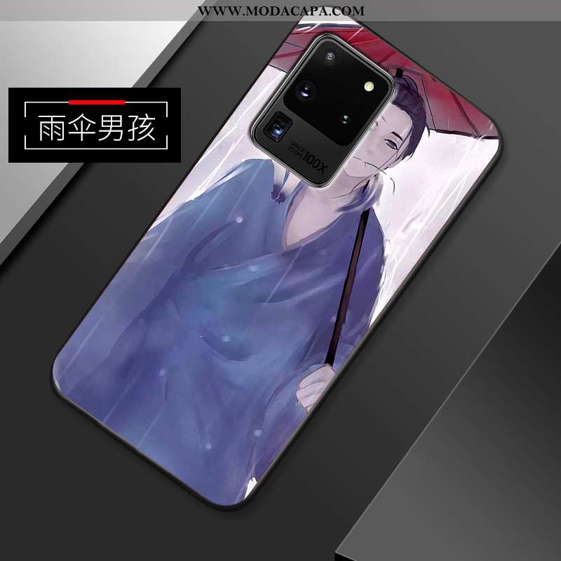 Capas Samsung Galaxy S20 Ultra Silicone Criativas Azul Malha Soft Anime Fosco Baratos