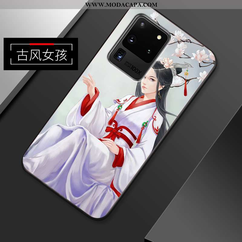 Capas Samsung Galaxy S20 Ultra Silicone Criativas Azul Malha Soft Anime Fosco Baratos