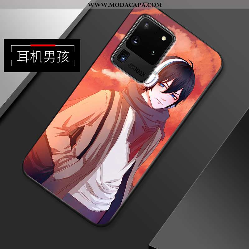 Capas Samsung Galaxy S20 Ultra Silicone Criativas Azul Malha Soft Anime Fosco Baratos