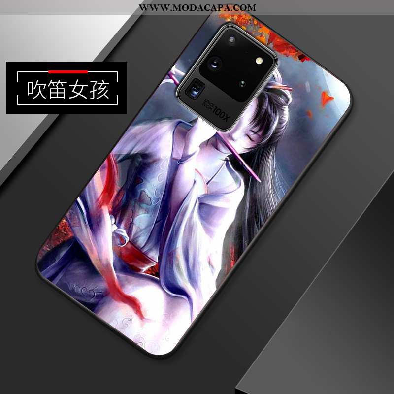 Capas Samsung Galaxy S20 Ultra Silicone Criativas Azul Malha Soft Anime Fosco Baratos