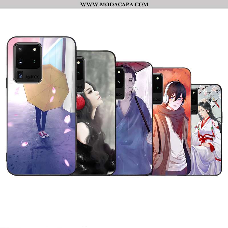 Capas Samsung Galaxy S20 Ultra Silicone Criativas Azul Malha Soft Anime Fosco Baratos