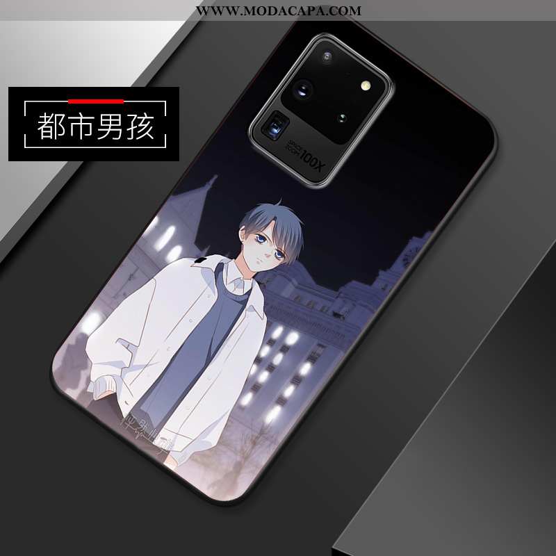 Capas Samsung Galaxy S20 Ultra Silicone Criativas Azul Malha Soft Anime Fosco Baratos