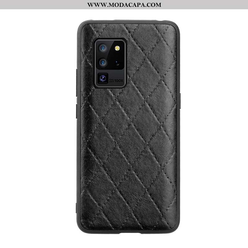 Capa Samsung Galaxy S20 Ultra Tendencia Couro Personalizada Antiqueda Cases Preto Luxo Promoção