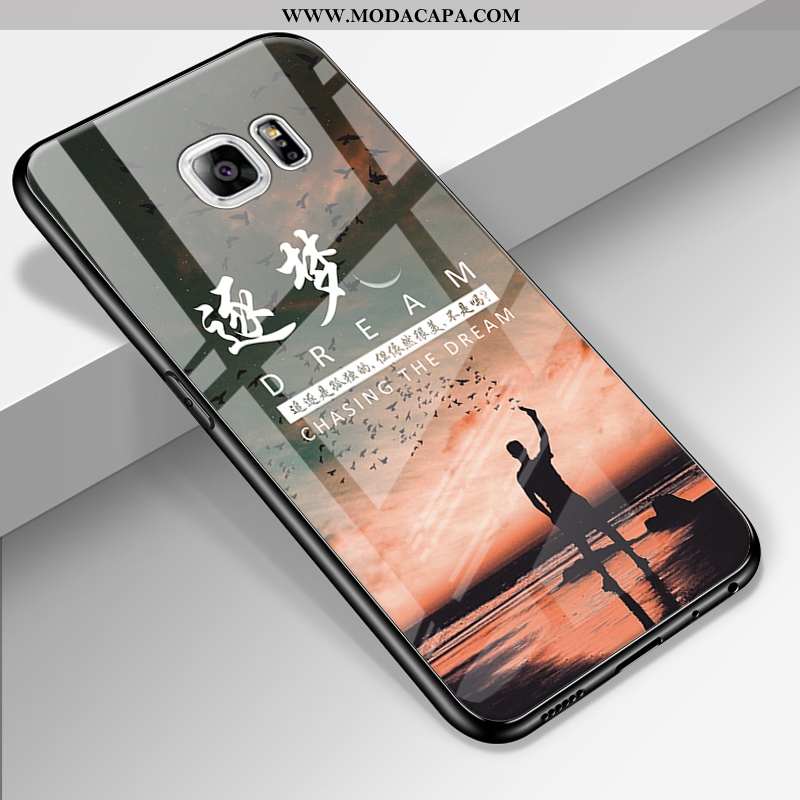 Capas Samsung Galaxy S6 Edge Vidro Protetoras Personalizada Tendencia Resistente Completa Desenho An