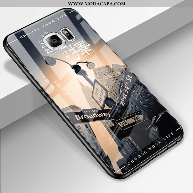 Capas Samsung Galaxy S6 Edge Vidro Protetoras Personalizada Tendencia Resistente Completa Desenho An