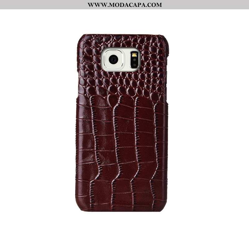 Capa Samsung Galaxy S6 Edge Couro Genuíno Traseira Moda Luxo Personalizado Protetoras Criativas Bara