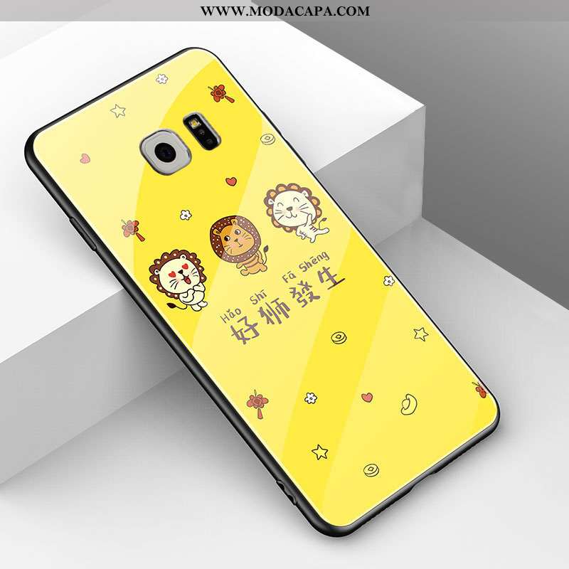 Capas Samsung Galaxy S6 Vidro Amarelo Nova Protetoras Malha Tendencia Desenho Animado Baratas