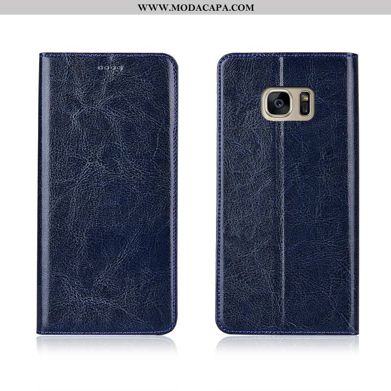 Capas Samsung Galaxy S7 Edge Silicone Couro Genuíno Telemóvel Preto Antiqueda Tigrada Cover Venda