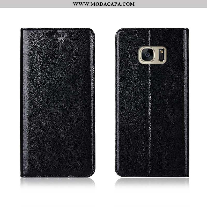 Capas Samsung Galaxy S7 Edge Silicone Couro Genuíno Telemóvel Preto Antiqueda Tigrada Cover Venda