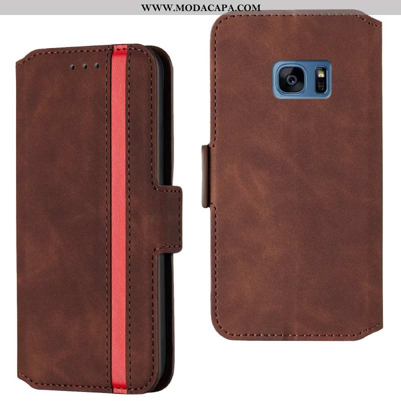 Capa Samsung Galaxy S7 Edge Couro Tampa Capas Antiqueda Cases Marrom Completa Online