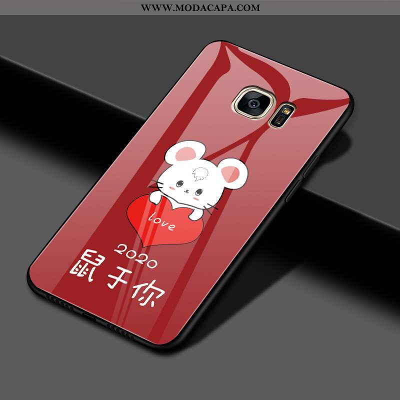 Capas Samsung Galaxy S7 Edge Protetoras Cases Vermelho Casal Telemóvel Personalizada Criativas Compr