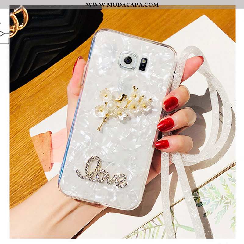 Capa Samsung Galaxy S7 Edge Cravejado Telemóvel Tendencia Branco Antiqueda Capas Casaco Baratas