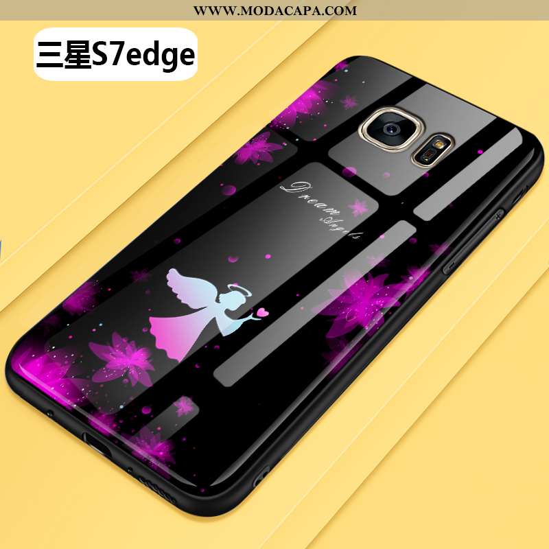 Capas Samsung Galaxy S7 Edge Vidro Cases Telemóvel Preto Personalizado Criativas Baratos